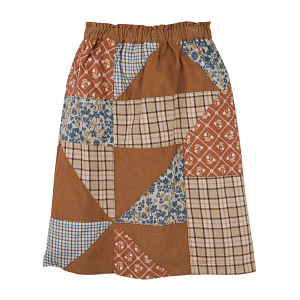 Юбка вельветовая Gingersnaps "Midi Dakota Patchwork", микс с коричневым